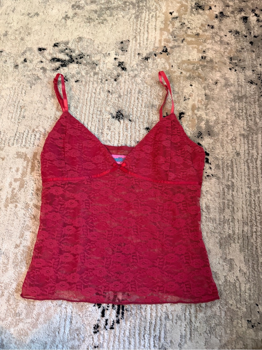 Edikted Red Lace Camisole Tank Top